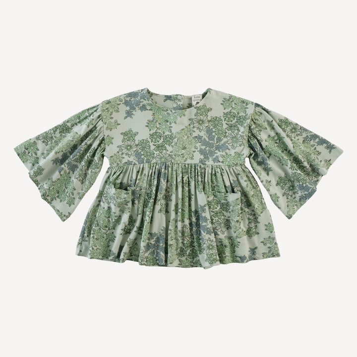 bell sleeve gathered tunic | jade wildflower | bamboo