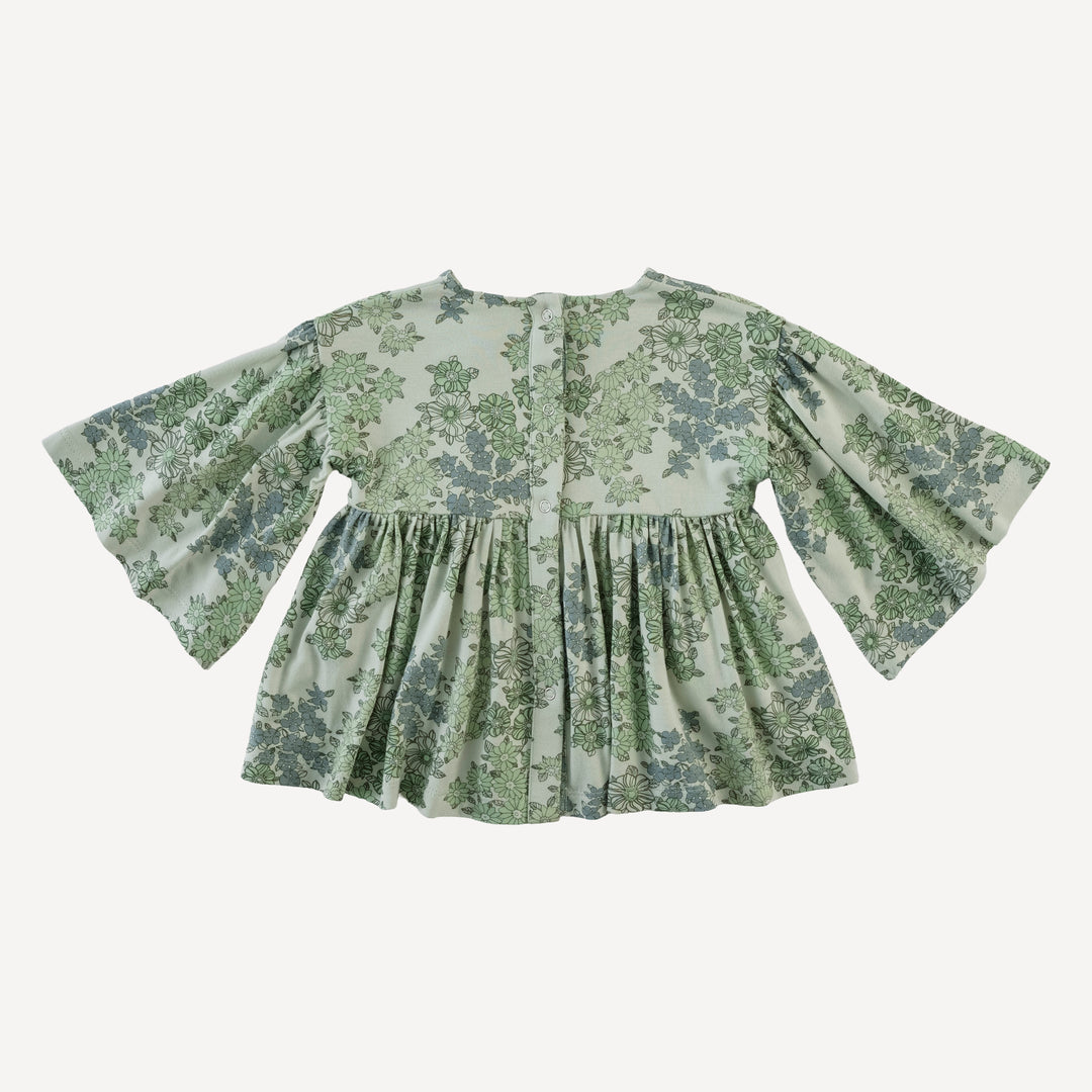 bell sleeve gathered tunic | jade wildflower | bamboo