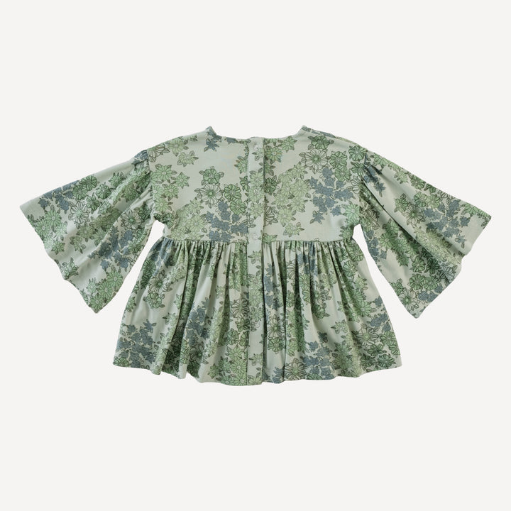 bell sleeve gathered tunic | jade wildflower | bamboo