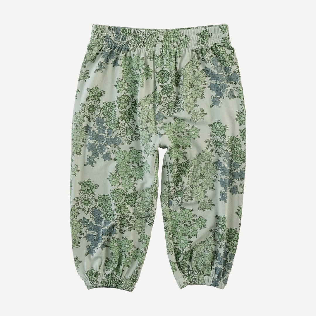 long sleeve hooded cuffed jogger set | jade wildflower | bamboo