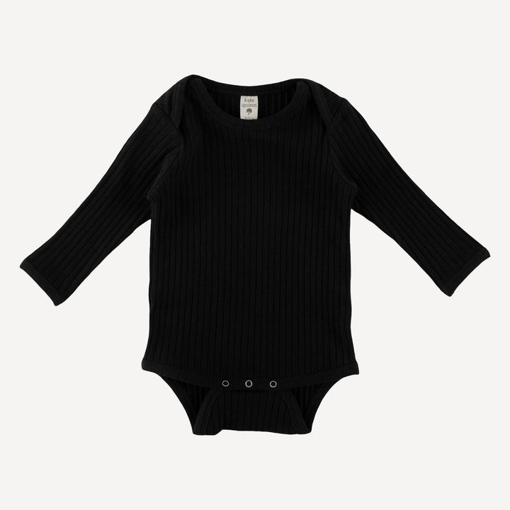 long sleeve lap neck bodysuit | black | organic cotton wide rib