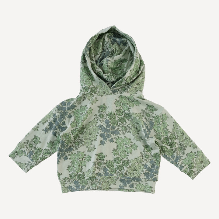 long sleeve hooded cuffed jogger set | jade wildflower | bamboo