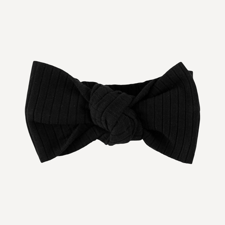 large bow elastic headband | black | organic cotton wide rib