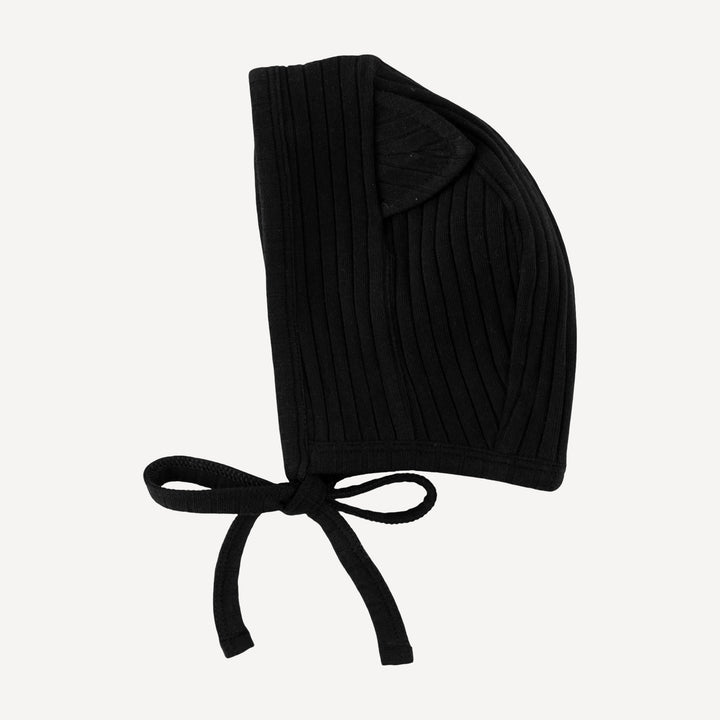 cat hat | black | organic cotton wide rib