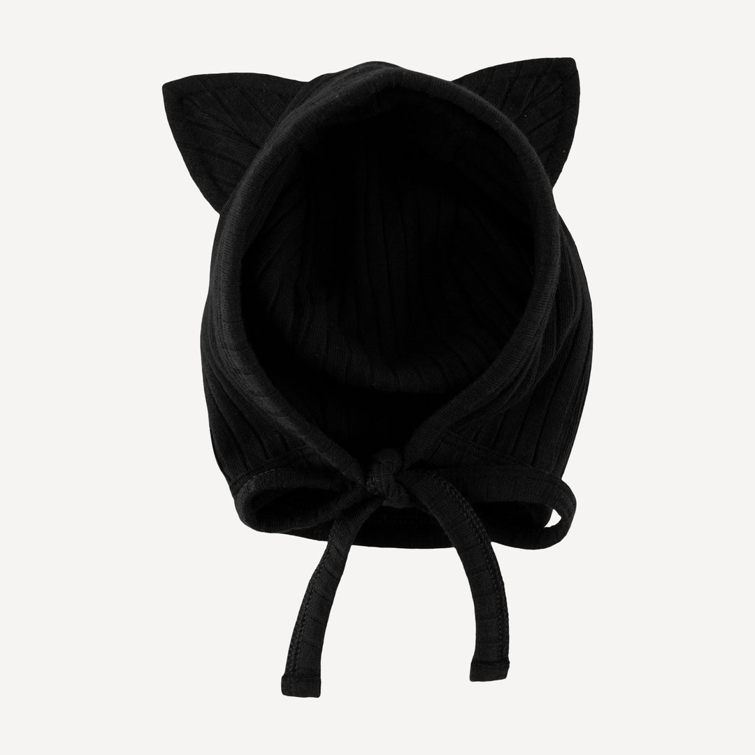 cat hat | black | organic cotton wide rib