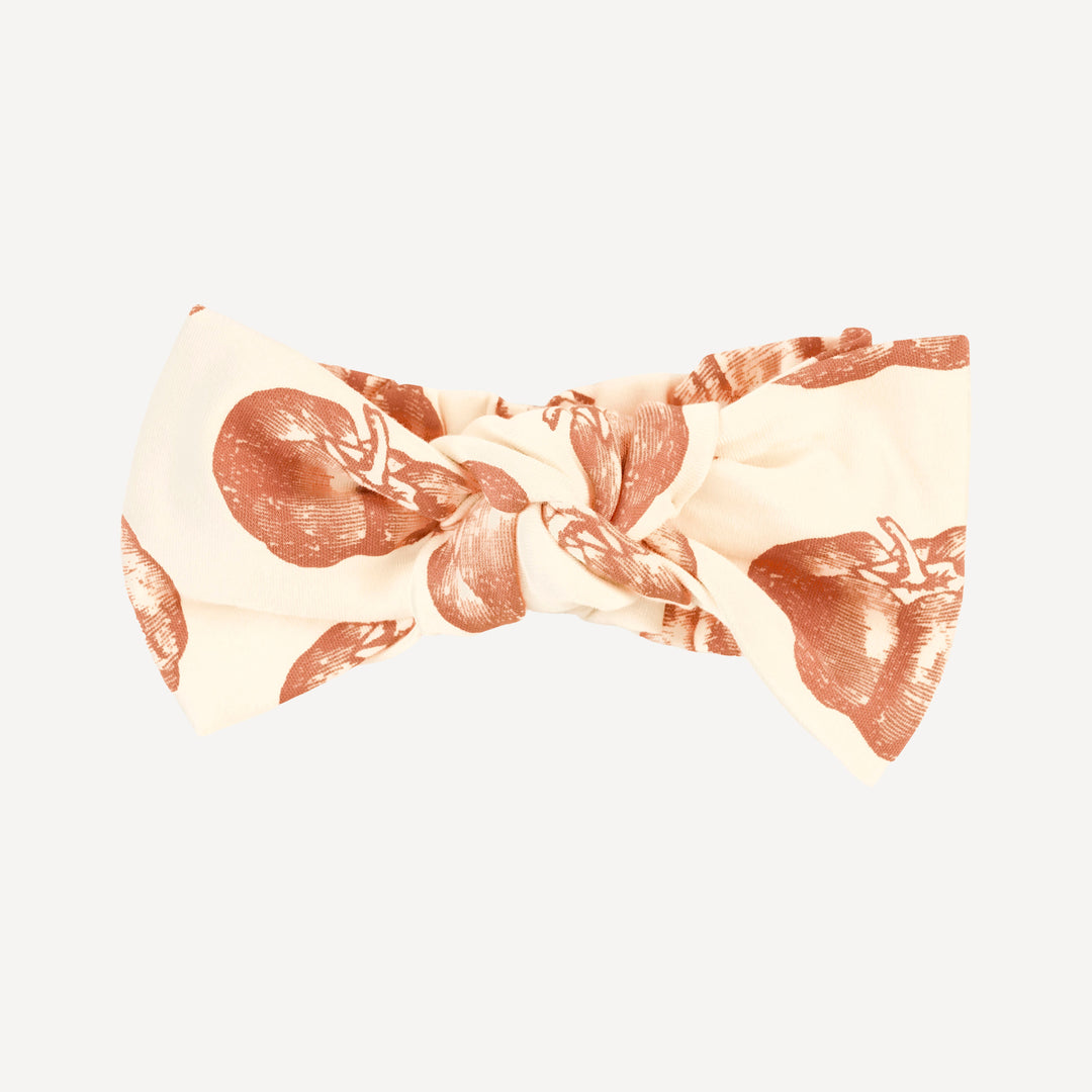large bow elastic headband | harvest pumpkin | organic cotton interlock