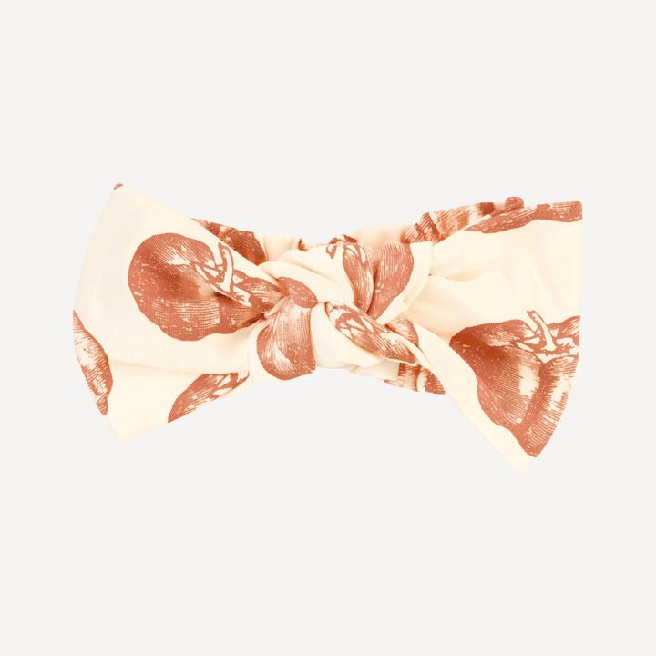large bow elastic headband | harvest pumpkin | organic cotton interlock