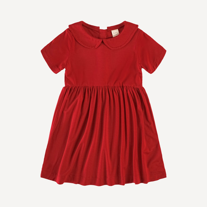short sleeve peter pan dress | ruby red | bamboo