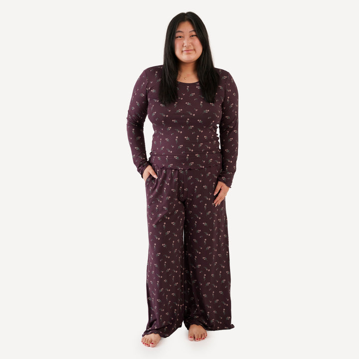 womens long sleeve jade set | huckleberry chamomile | bamboo
