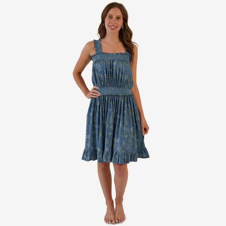 womens winnie tank dress | blue litho | modal
