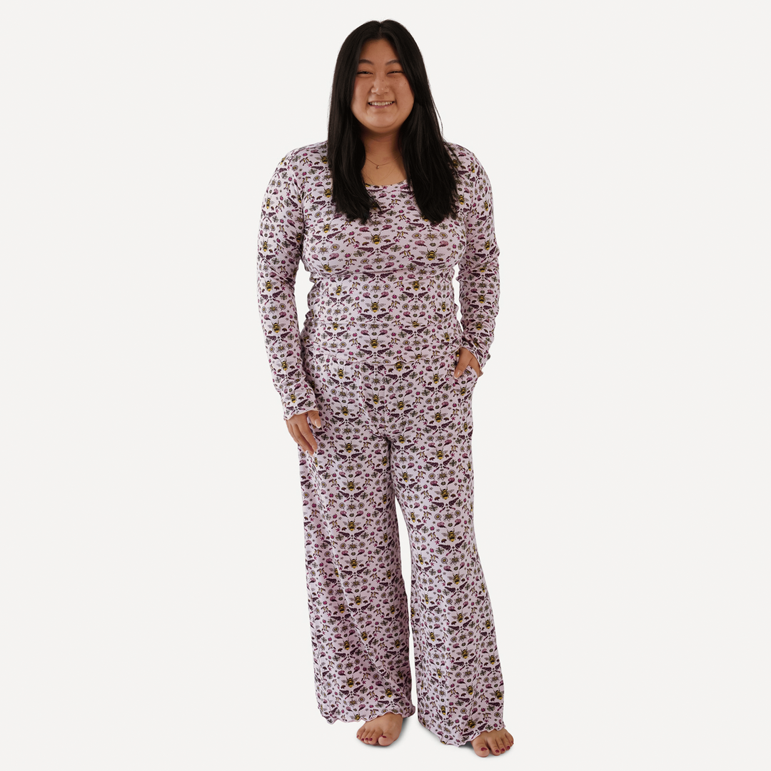 womens long sleeve jade set | rose litho bee | bamboo