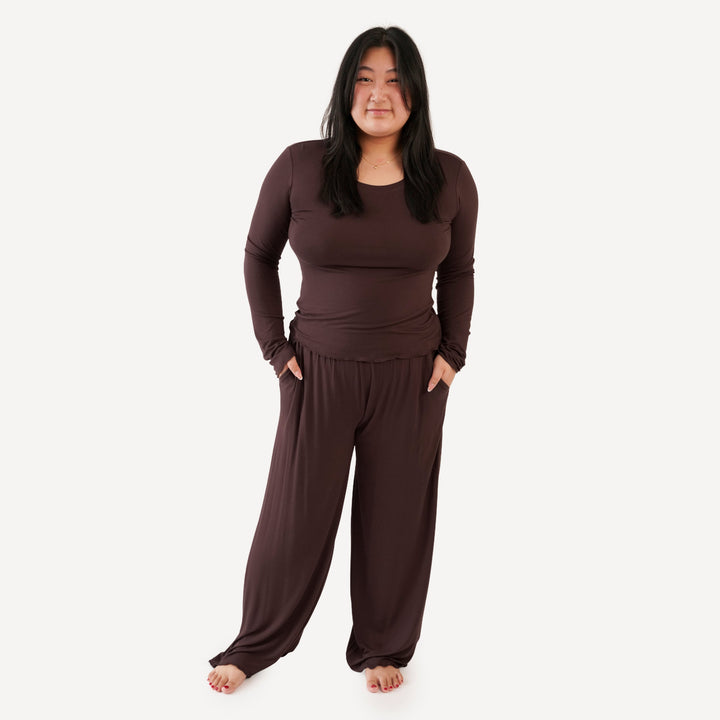 womens long sleeve jade set | dark fig | bamboo