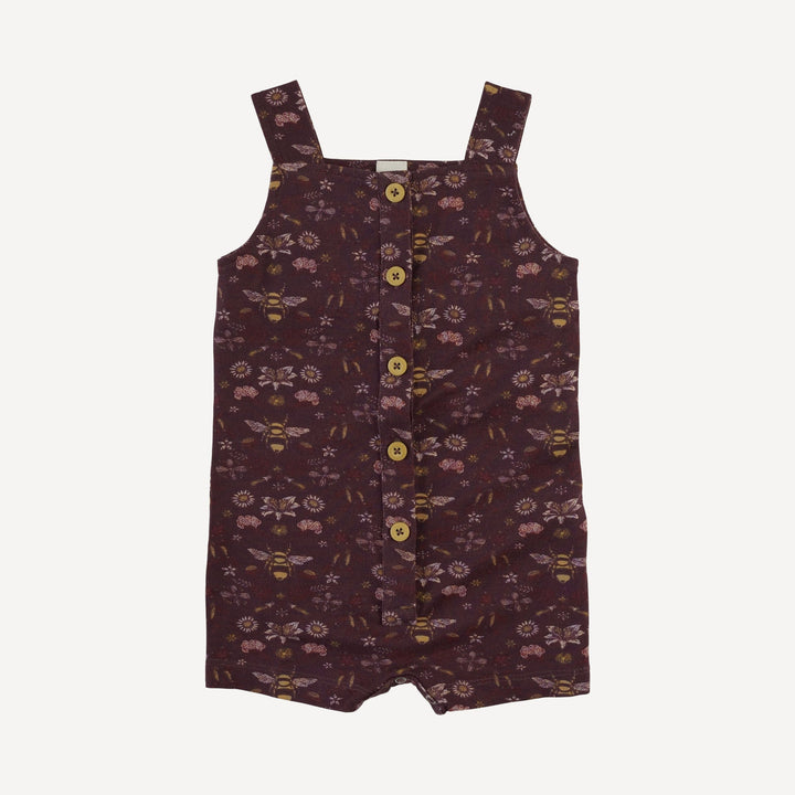 button overall shortie | mahogany bee | modal