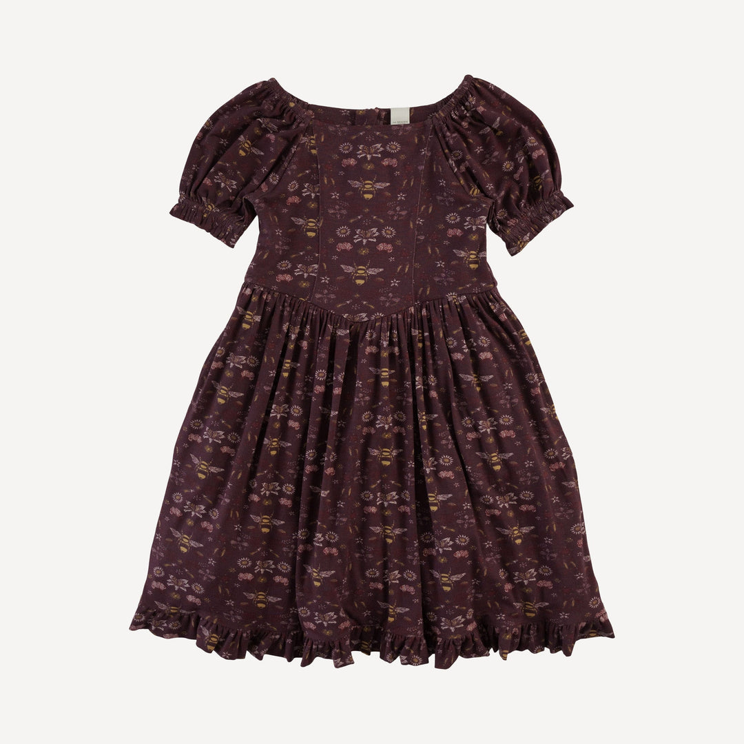 puff sleeve v-waist princess dress | mahogany bee | modal