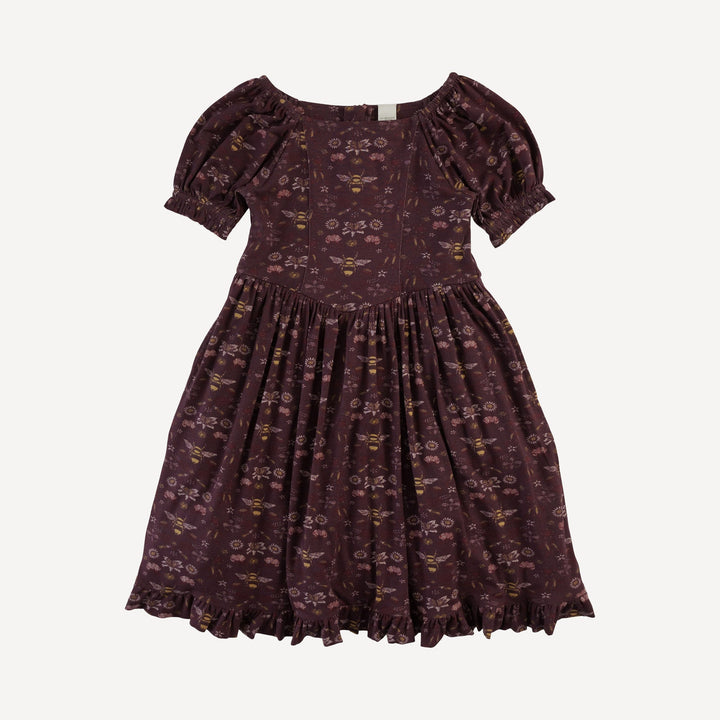 puff sleeve v-waist princess dress | mahogany bee | modal