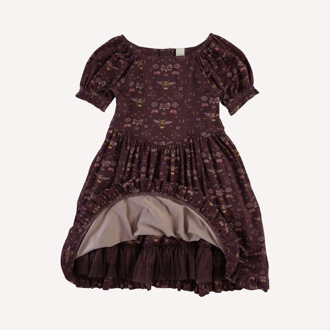 puff sleeve v-waist princess dress | mahogany bee | modal