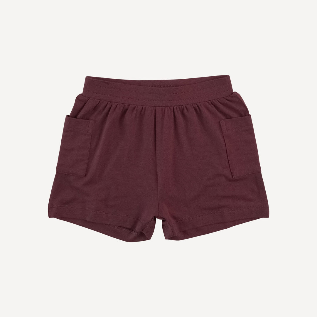 short sleeve basic henley tee + patch pocket short set | mahogany bee | modal