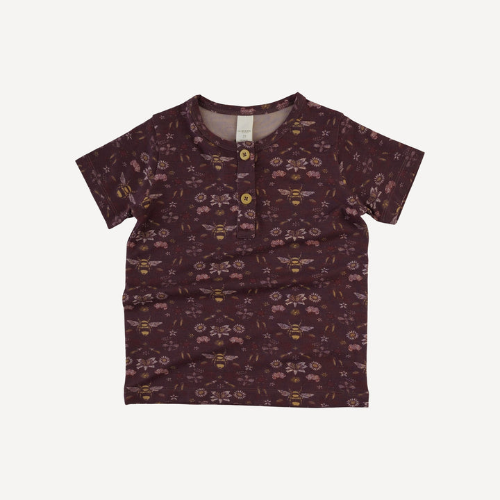 short sleeve basic henley tee + patch pocket short set | mahogany bee | modal
