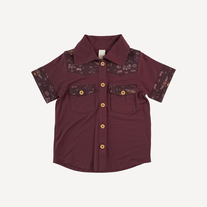 short sleeve button down cowboy shirt | mahogany | modal