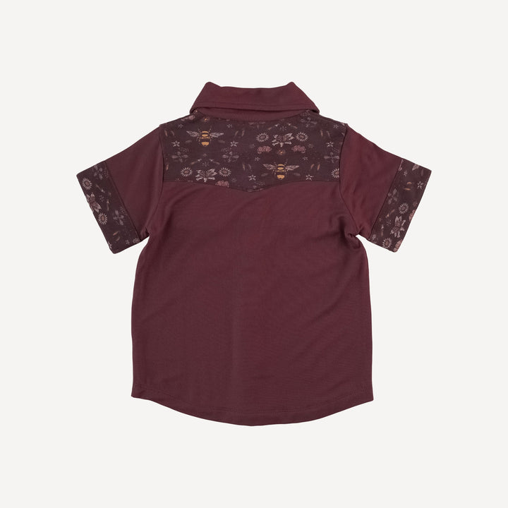short sleeve button down cowboy shirt | mahogany | modal