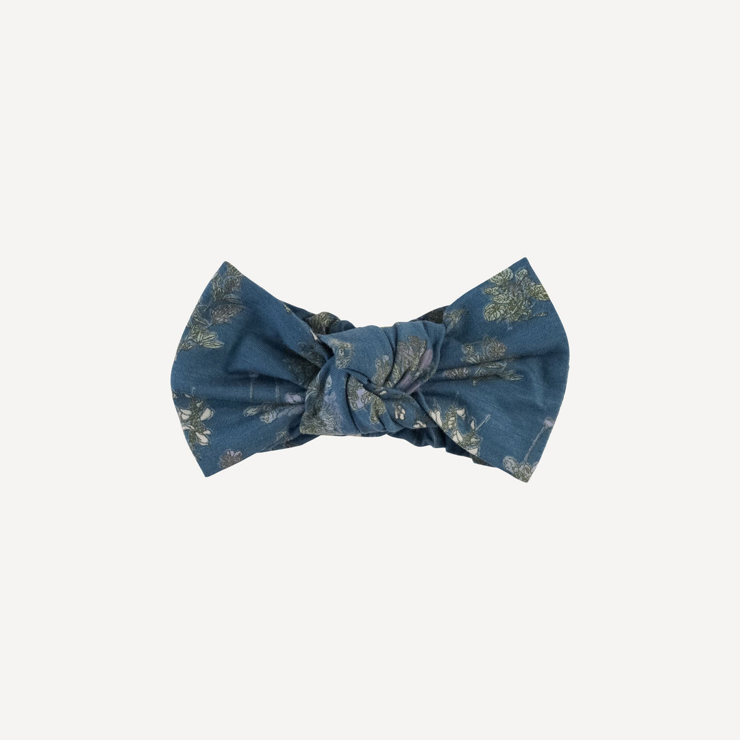large bow elastic headband | blue litho | modal