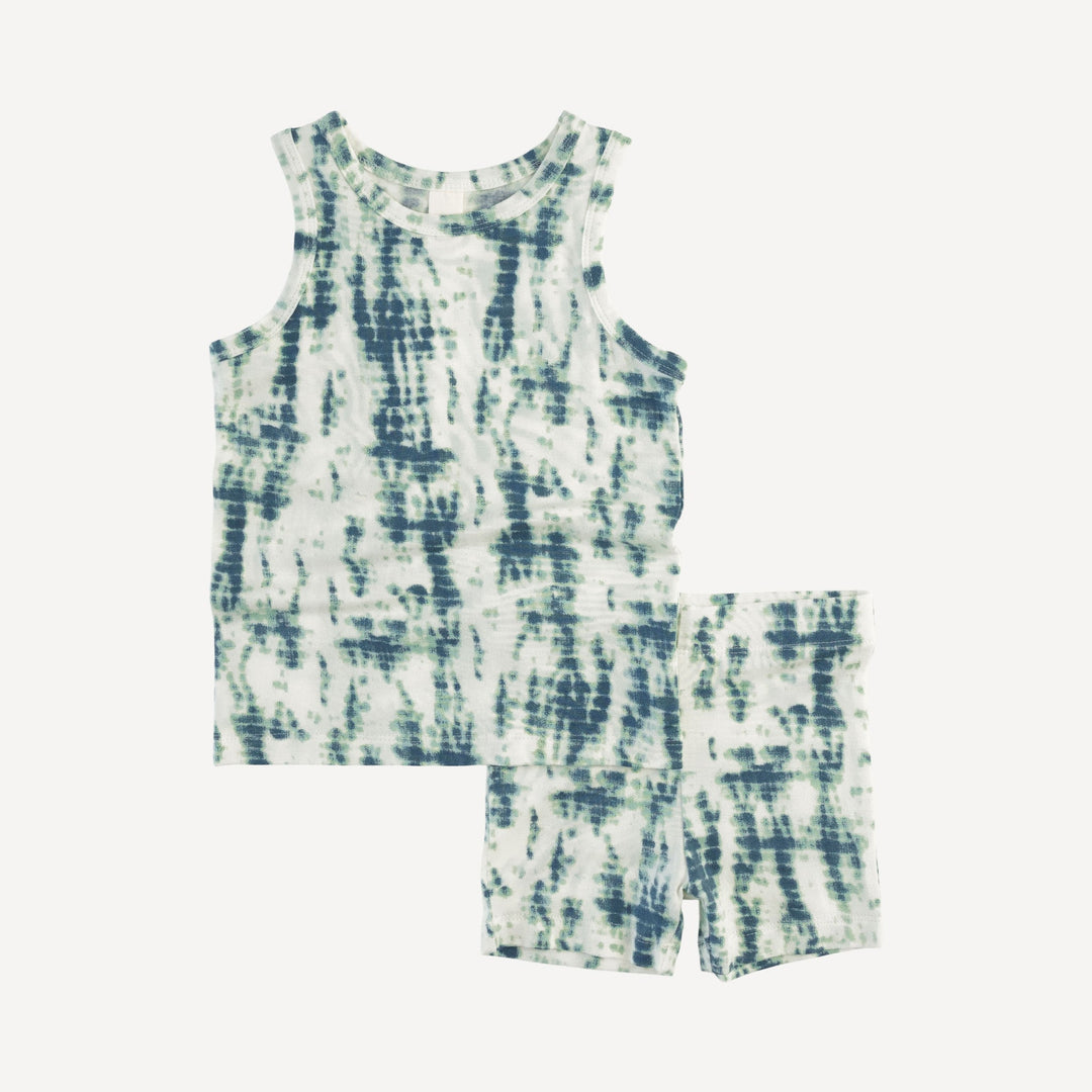 skinny tank + bike short set | stone shibori | modal