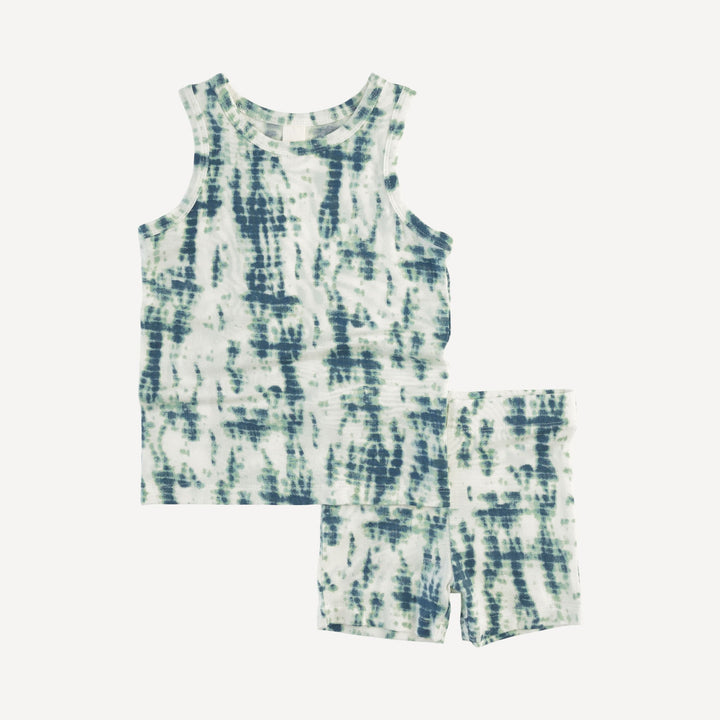 skinny tank + bike short set | stone shibori | modal