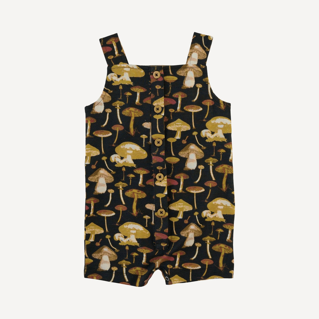 button overall shortie | black litho mushroom | modal