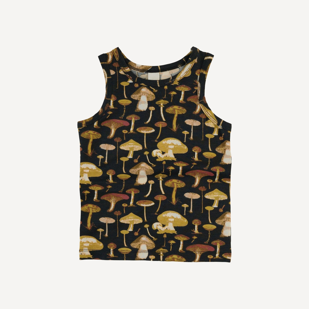 skinny tank + bike short set | black litho mushroom | modal