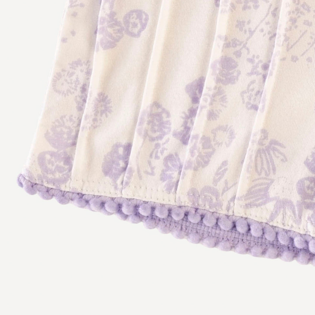 pintuck pom pom short | lilac scatter | organic cotton jersey