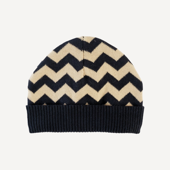 sweater beanie | black chevron stripe | organic cotton jacquard knit