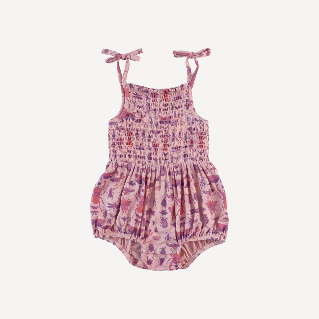 smocked tie bubble | pink insects | modal