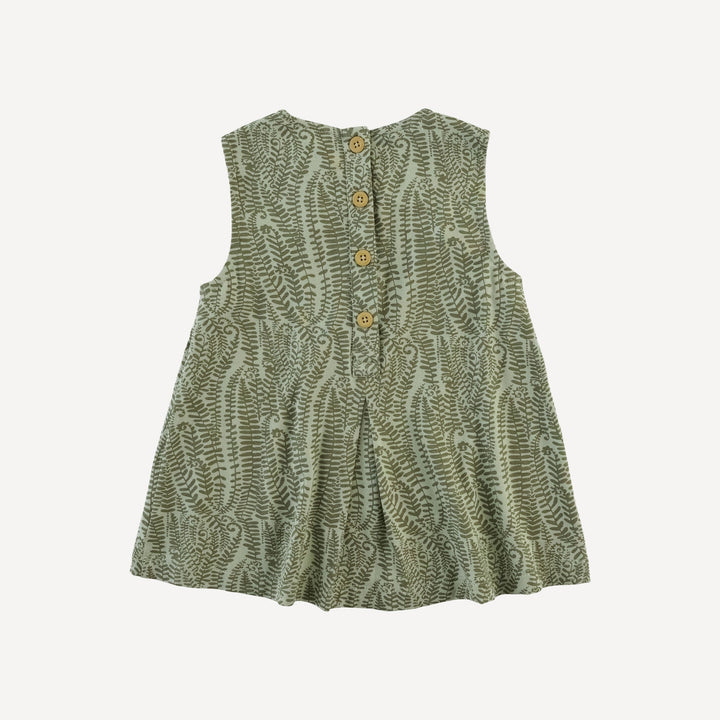 sleeveless button tab top + bike short set | green fern frond | modal