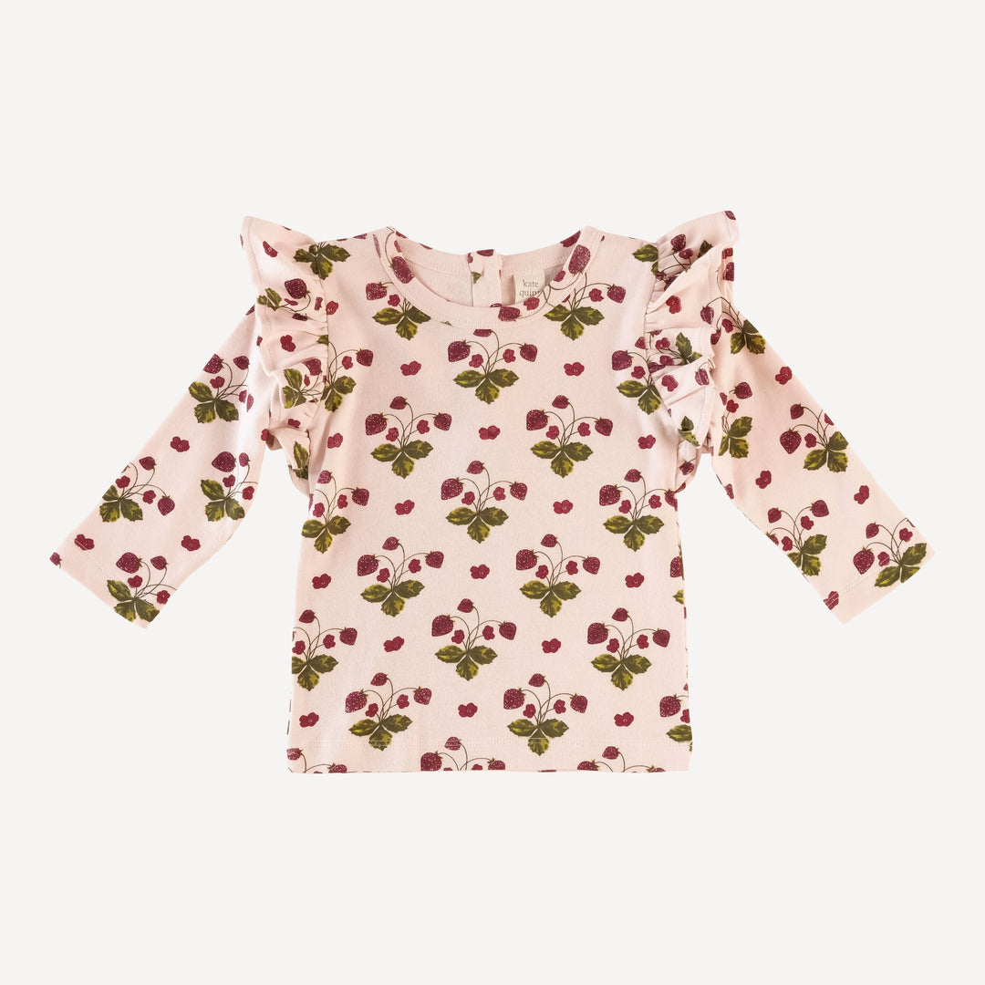 long sleeve flutter sleeve tee | mauve chalk strawberry | organic cotton interlock