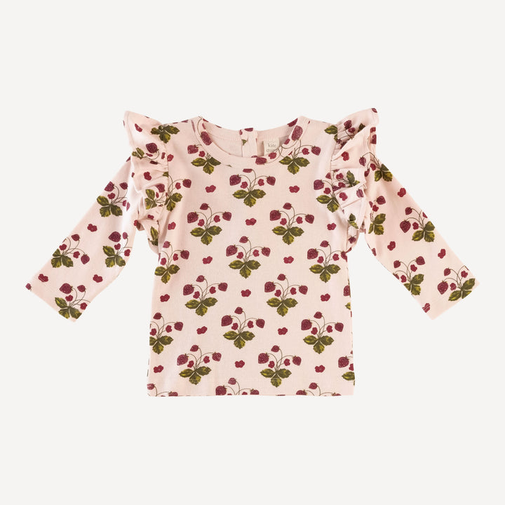 long sleeve flutter sleeve tee | mauve chalk strawberry | organic cotton interlock
