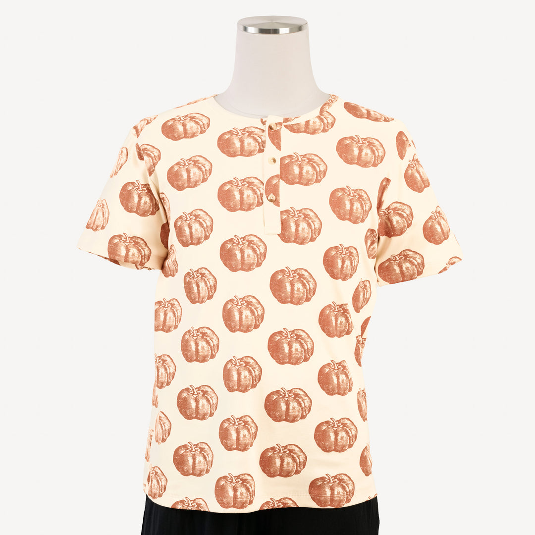 mens short sleeve henley top | harvest pumpkin | organic cotton interlock