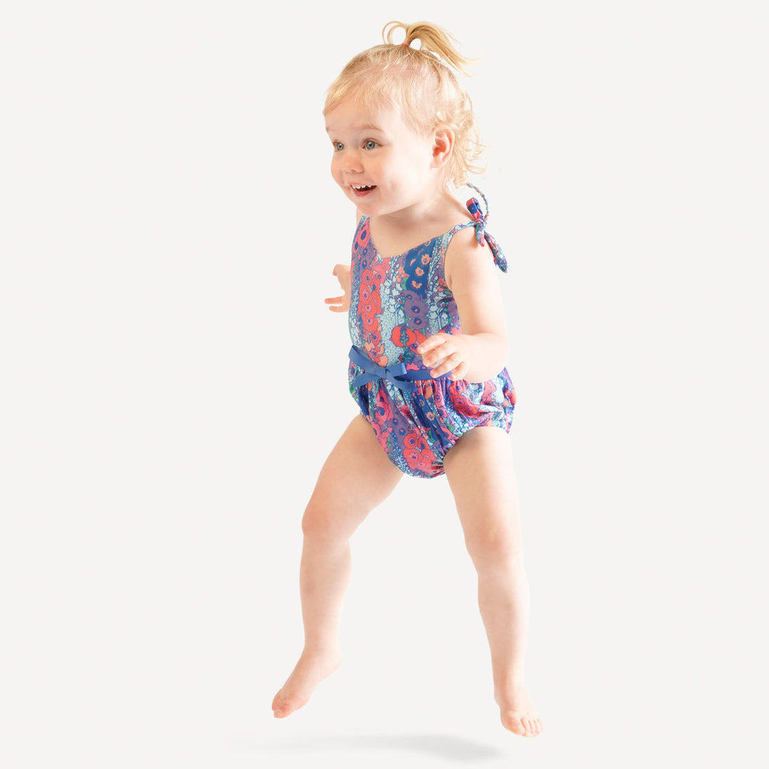 spaghetti tie bow bubble swimsuit | vivid hollyhocks | swim