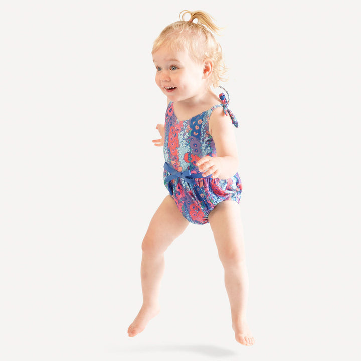 spaghetti tie bow bubble swimsuit | vivid hollyhocks | swim