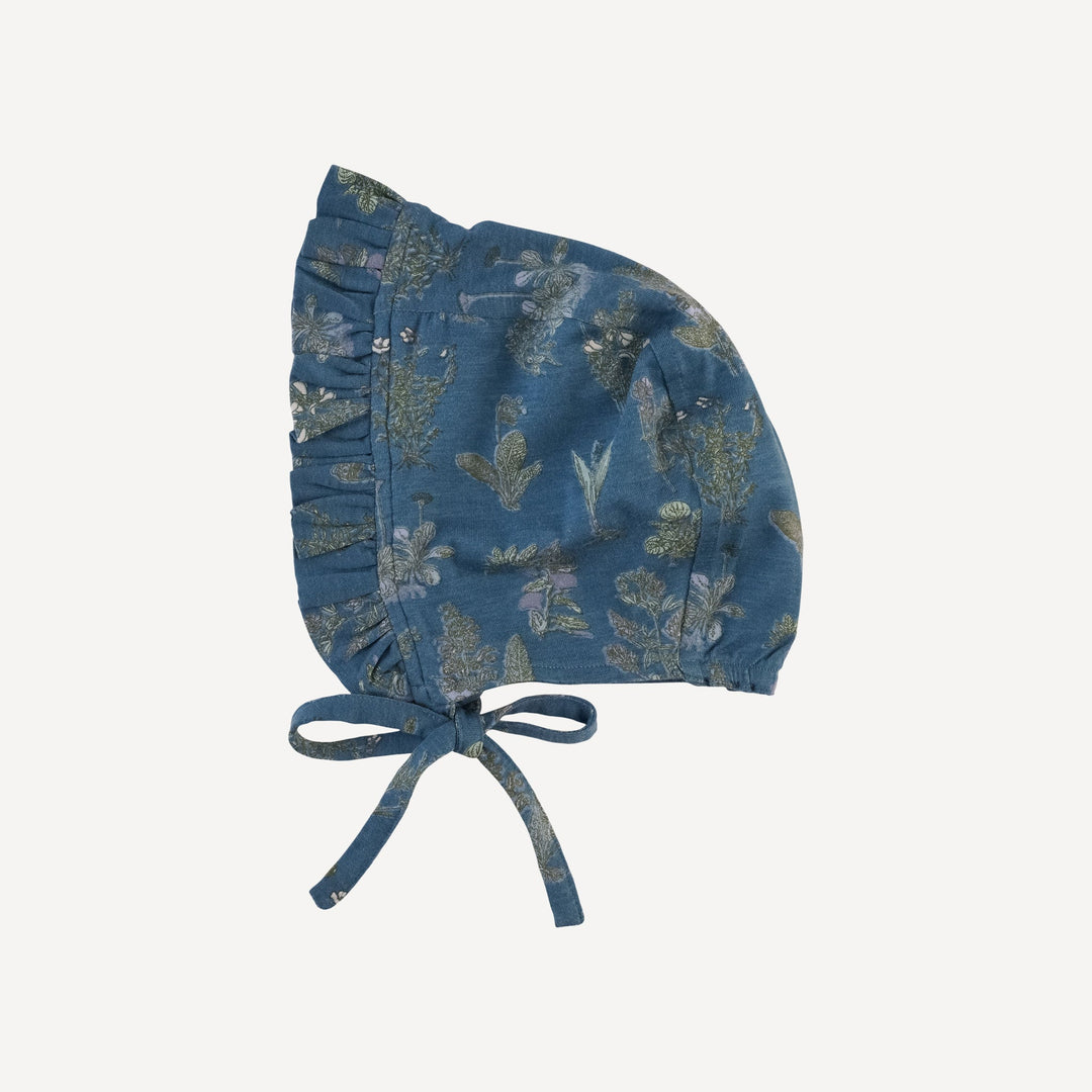 small ruffle bonnet | blue litho | modal