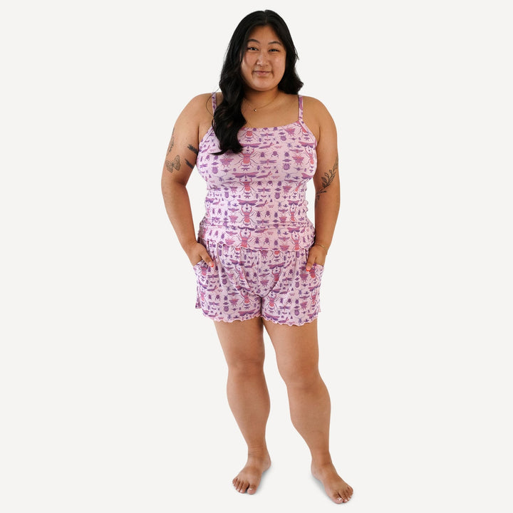 womens jade short set | pink insects | modal