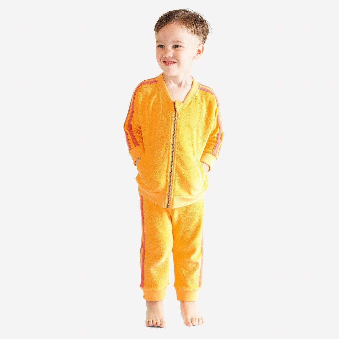 retro stripe track jacket | orange | organic cotton terry