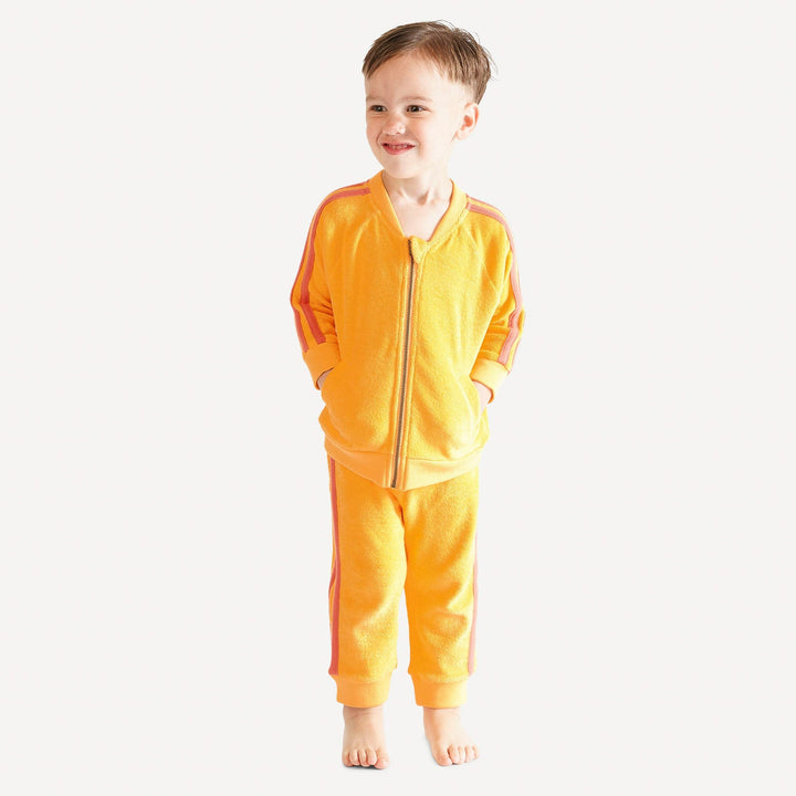 retro stripe track jacket | orange | organic cotton terry
