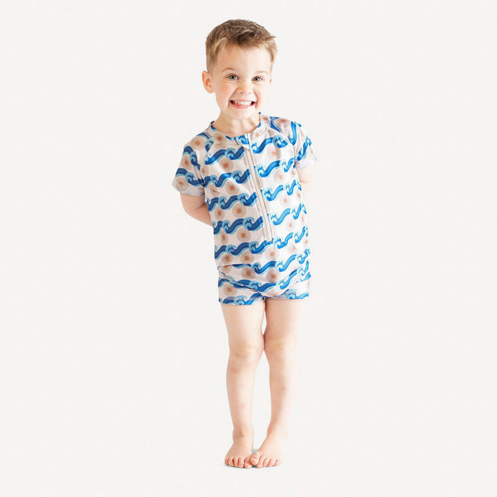 short sleeve zip front rash guard shortie | ocean sun | swim