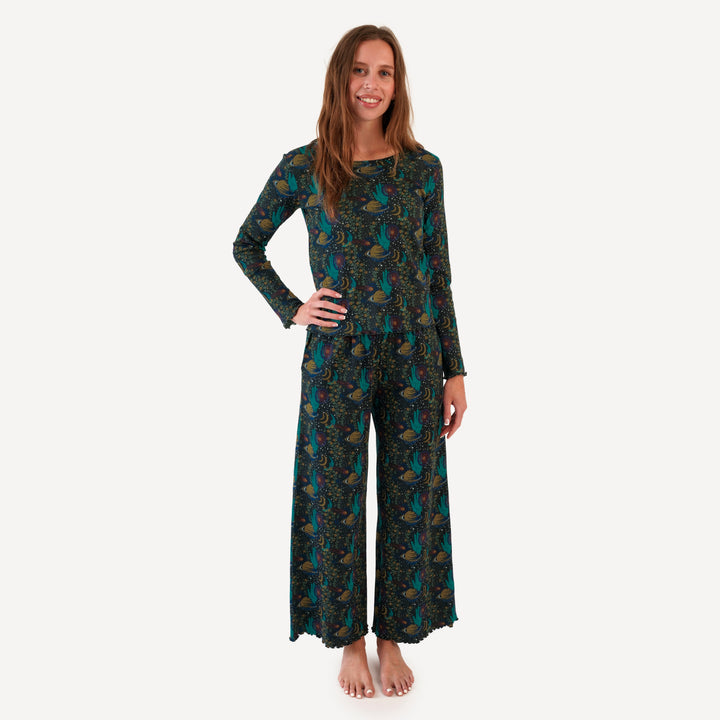 womens jade set | mystical planets | organic cotton interlock