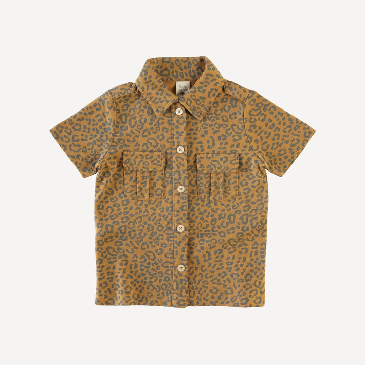 short sleeve military top | fall leopard | organic cotton interlock