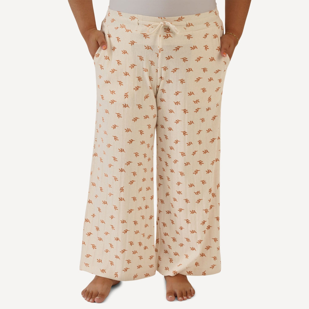 womens cropped lounge pant | butterum leaf | organic cotton multi rib