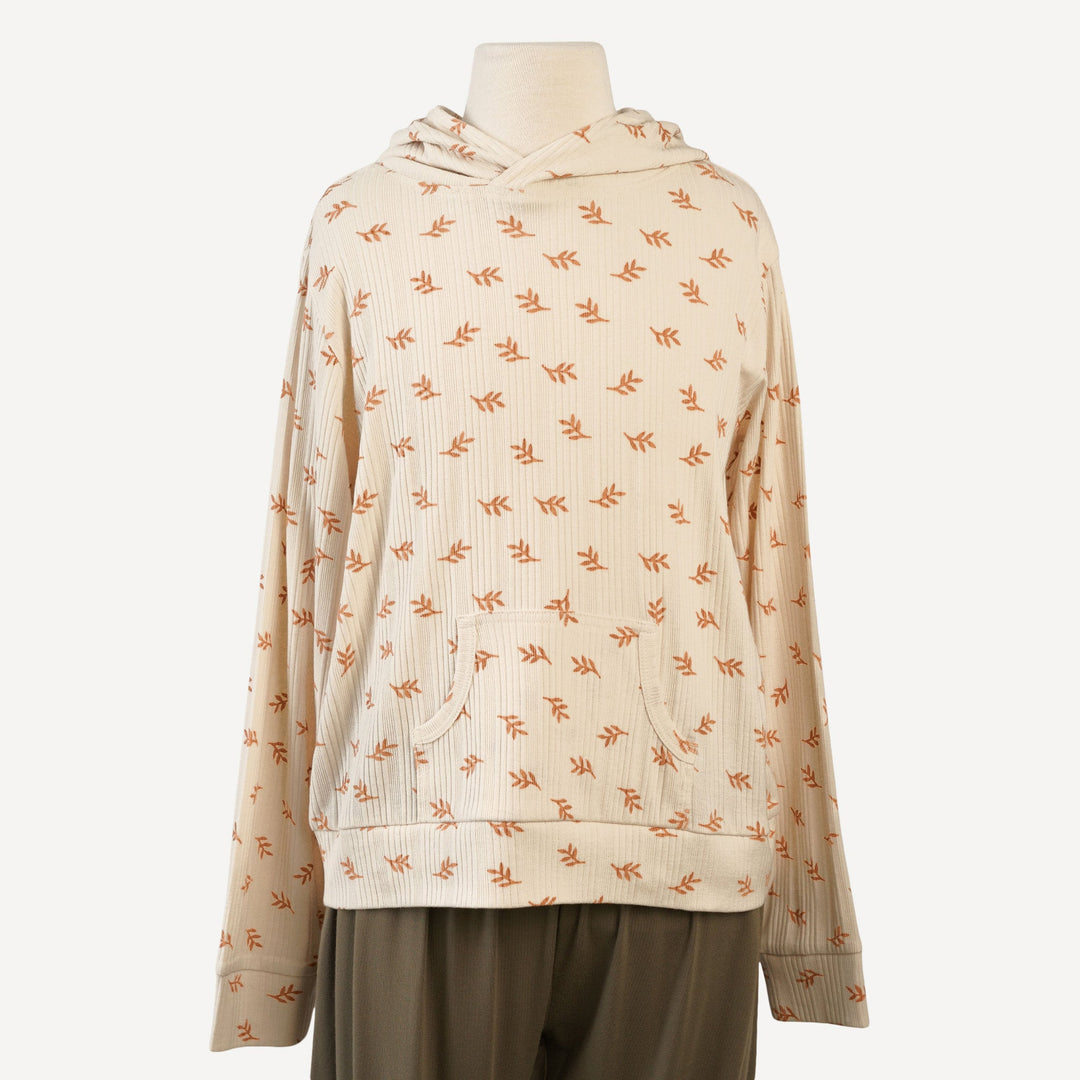 tween boxy kanga hoodie | butterum leaf | organic cotton multi rib