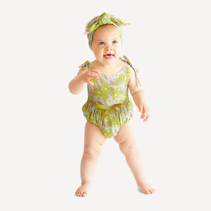 spaghetti tie bow bubble swimsuit | bright granny floral | swim