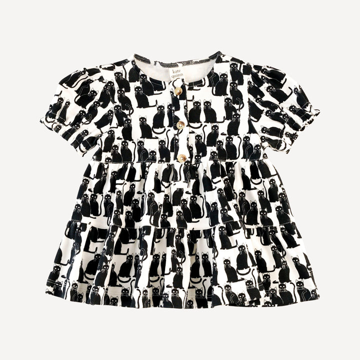 short puff sleeve prairie top + legging set | black cats | organic cotton interlock