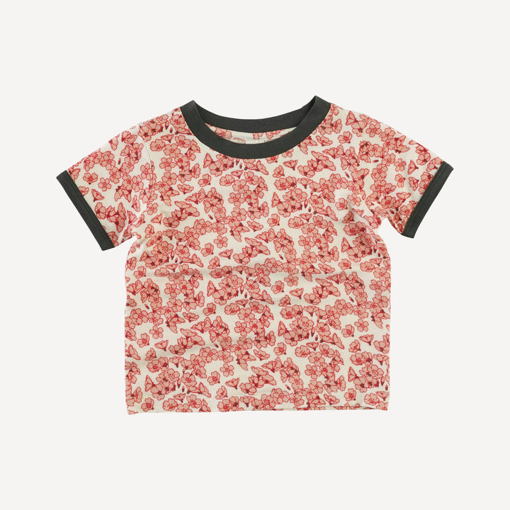 short sleeve ringer tee | cherry blossom scatter | bamboo